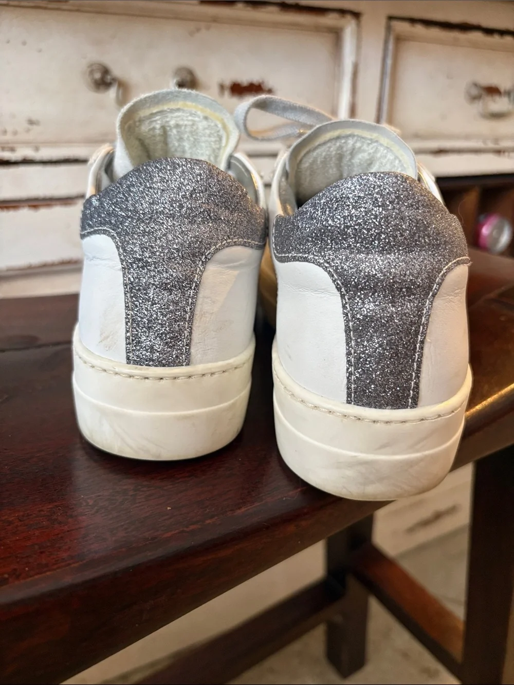 P448 Thea Leather and Suede Platform Sneakers size 37 made in Italy